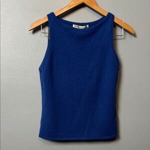 Vintage Cashmere Belinda Robertson Blue Sleeveless Sweater size M Scotland
